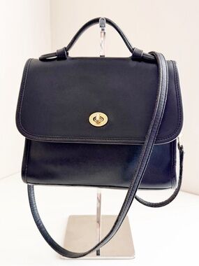 Coach Vintage Court Crossbody Black Leather Bag